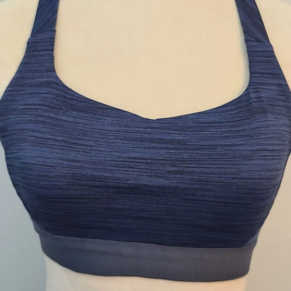 Patagonia Womens M Blue Heathered Unlined Wireless Cross Back Sports Bra Running - Picture 5 of 11